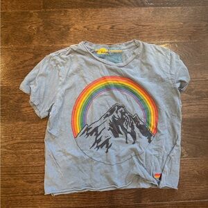 Aviator Nation Tee with Rainbow and Mountain Design